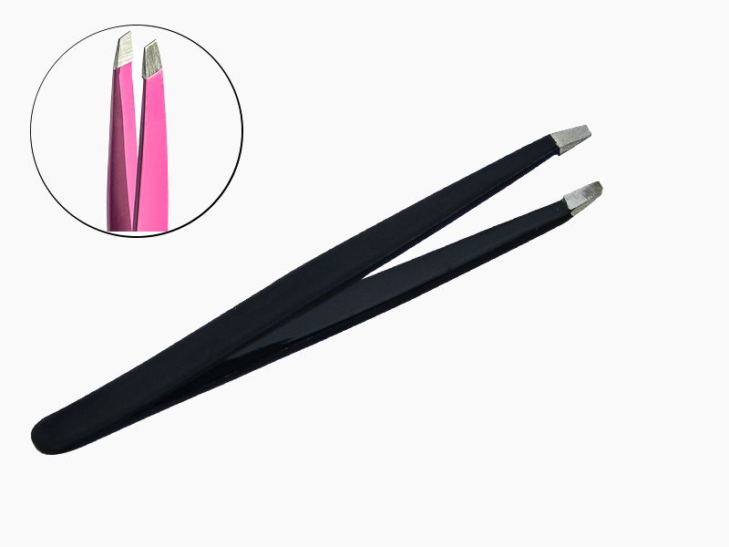 Pince à épiler en inox à mors obliques pour sourcils et maillot